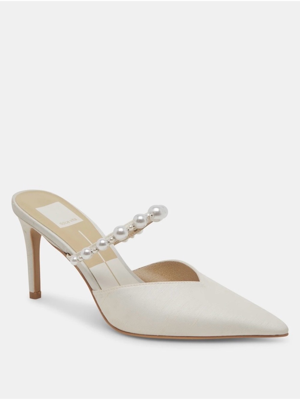 Dolce Vita Ivory Pearl Strap Pointed Toe Mules